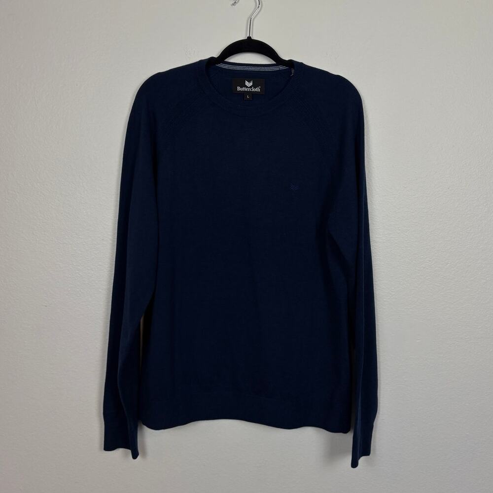 Buttercloth Wool Blend Knit Navy Crewneck Sweater Large